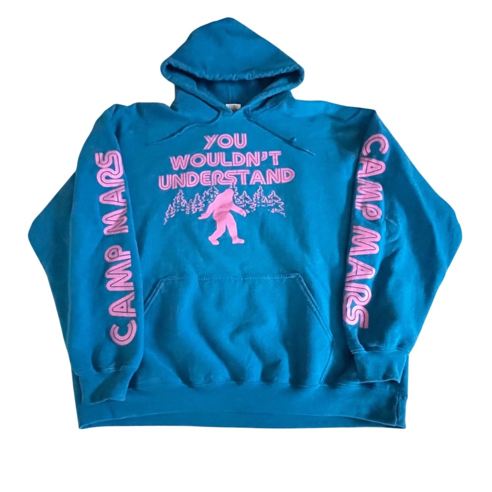 Camp Mars Bigfoot You Wouldn't‎ Understand Teal Pink Graphic Hoodie XL
